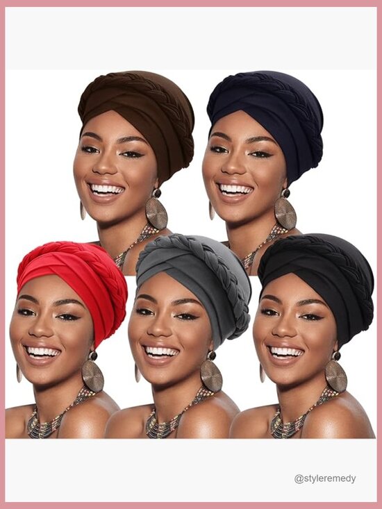 Pre-Knotted Twisted Braid Turban Headwrap Chemo Beanie Hat main image 7